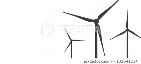 Simple black silhouettes wind turbines. Wind towers with vanes 132041214