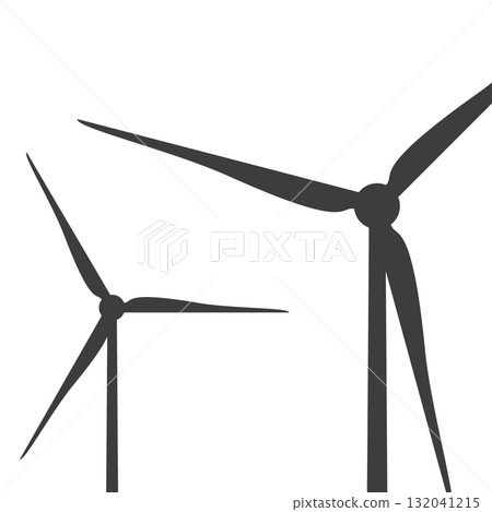 Windmills for eco energy. Black silhouettes wind turbines 132041215