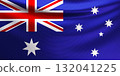Realistic wavy national flag of Australia closeup 132041225