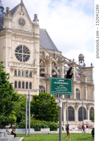 Historic Saint Eustache Church and Nelson Mandela Square in Paris France 132041260