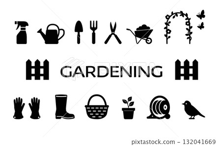 園藝圖示集(黑色、簡單、輪廓) 園藝圖示集(黑色、簡單、輪廓) 132041669