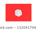 Christmas red envelope sealed with snowflake wax stamp, festive winter correspondence concept 132041704