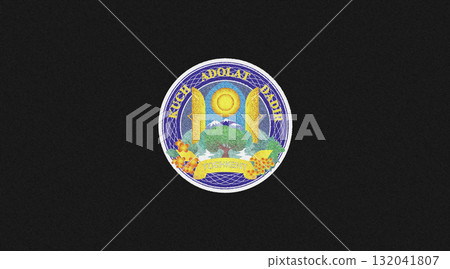 The official flag of Tashkent, the capital of Uzbekistan, on fabric texture. Conceptual collage. Illustration 132041807