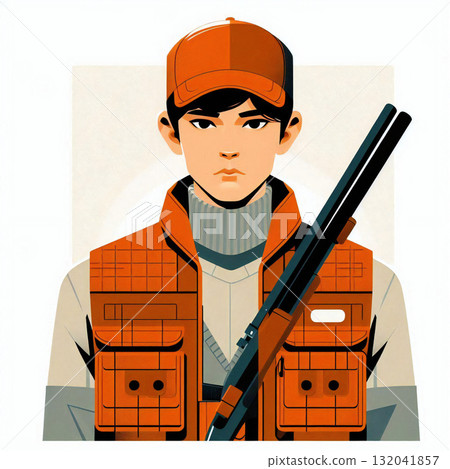 拿著槍的獵人的插圖 132041857