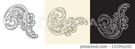 Swirl damask design elements ornate motifs vector illustration Swirl damask design elements ornate motifs vector illustration 132042202