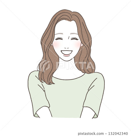 Smiling woman, positive facial expression illustration 132042340