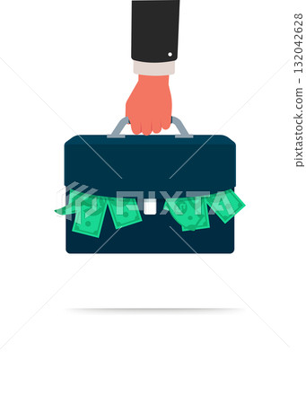 Businessman hand holding briefcase full of cash_stock illustration Businessman hand holding briefcase full of cash_stock illustration 132042628
