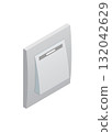 White light switch floating in mid air on white background_stock illustration 132042629