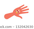 Hand holding a lot of medicines stock illustration 132042630