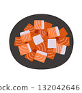 Diced smoked salmon illustration Diced smoked salmon illustration 132042646