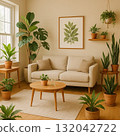 Living room with foliage plant 132042722