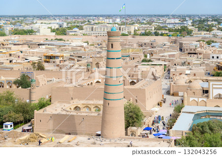 Beautiful view from the UNESCO World Heritage Site, Ichan-Kala Tower, Khiva, Uzbekistan Beautiful view from the UNESCO World Heritage Site, Ichan-Kala Tower, Khiva, Uzbekistan 132043256