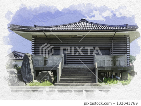鳥取縣鳥取市鹿野溫泉元湯的水彩畫 鳥取縣鳥取市鹿野溫泉元湯的水彩畫 132043769