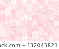 粉紅色蓬鬆和紙，帶有格子和花卉圖案 132043821