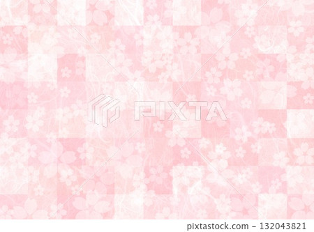 粉紅色蓬鬆和紙，帶有格子和花卉圖案 132043821