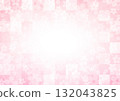 粉紅色蓬鬆和紙，帶有格子和花卉圖案 132043825