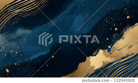 Elegant gold foil and deep blue abstract background - Luxury wallpaper (luxury, business/finance, events) 132043920