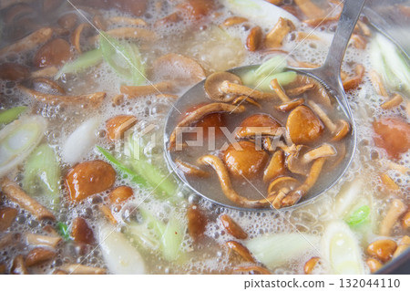 Nameko soup boiled in a large pot Nameko soup boiled in a large pot 132044110