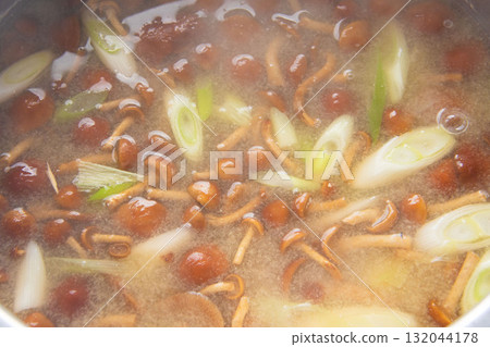Nameko soup boiled in a large pot Nameko soup boiled in a large pot 132044178