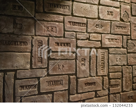 [Ukraine] A retro brick wall with the inscription "cafe" in western Lviv 132044233