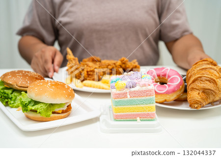 Junk food no good health eating for diet. Junk food no good health eating for diet. 132044337