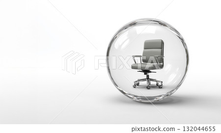 困在玻璃球中的椅子的概念表現 132044655