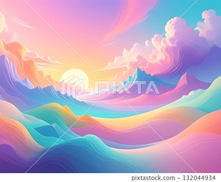 Abstract rainbow background with colorful wave lines vector illustration for summer nature design wallpaper or banner Abstract rainbow background with colorful wave lines vector illustration for summer nature design wallpaper or banner 132044934