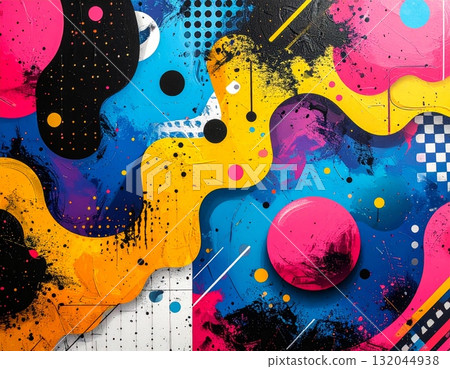 An abstract colorful grunge background with circle pattern illustrates water bubble art and a rainbow sky light design vector illustration decoration An abstract colorful grunge background with circle pattern illustrates water bubble art and a rainbow sky light design vector illustration decoration 132044938