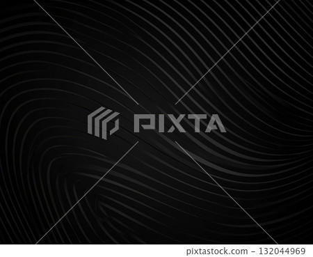 An abstract black background texture pattern with a subtle dark gray line design or a motion of steel waves illustration An abstract black background texture pattern with a subtle dark gray line design or a motion of steel waves illustration 132044969