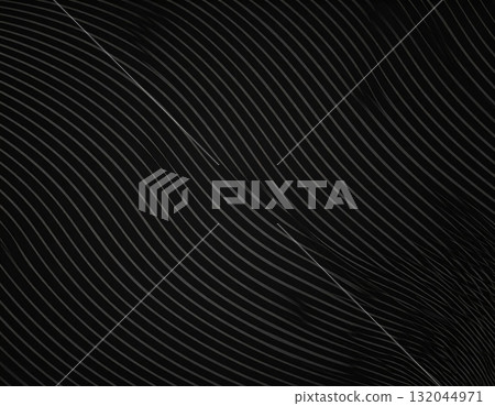 An abstract black background texture pattern with a subtle dark gray line design or a motion of steel waves illustration 132044971