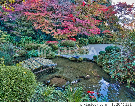In autumn, Kyoto temples turn red and yellow with autumn leaves. 132045131