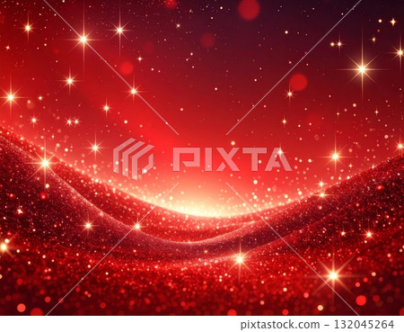 Bright red Christmas stars light up an abstract holiday snow design with sparkle and glow vector illustration Bright red Christmas stars light up an abstract holiday snow design with sparkle and glow vector illustration 132045264