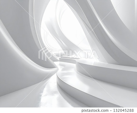An abstract 3d background with white lines and a round blank gray shape template for web design concept illustration An abstract 3d background with white lines and a round blank gray shape template for web design concept illustration 132045288