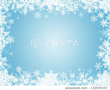 Merry Christmas and New Year greeting card with winter snowflake and border decoration design Merry Christmas and New Year greeting card with winter snowflake and border decoration design 132045355