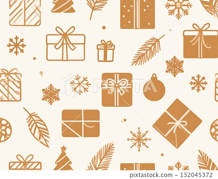 Seamless pattern with Christmas trees, snowflakes, and stars perfect for winter holiday decoration and vector illustration design 132045372
