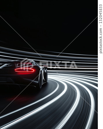 Tracks of sports cars running at high speed 132045833