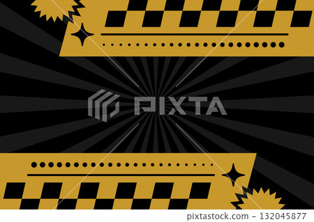 Abstract Black and Gold Dynamic Stripes Sport Racing isolated on Black and Starburst Banner Background Illustration. 132045877