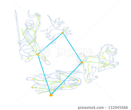 春季鑽石色線描插畫 春季鑽石色線描插畫 132045886