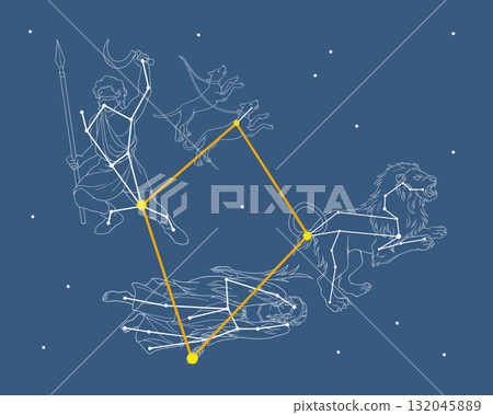 Spring diamond illustration floating in the night sky 132045889
