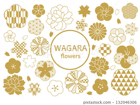 Japanese pattern set: commonly used flowers Japanese pattern set: commonly used flowers 132046306