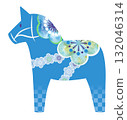 Dalarna Horse Plum Blossom Pattern Blue 132046314