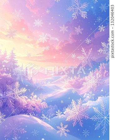 [AI 產生的圖像] 插畫風格：夢中的雪花 132046403