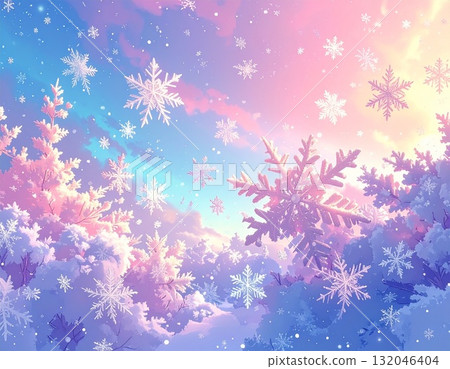 [AI 產生的圖像] 插畫風格：夢中的雪花 132046404