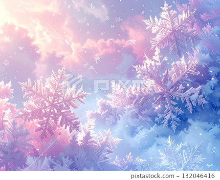 [AI-generated image] Illustrated style: Snowflakes in a dream 132046416