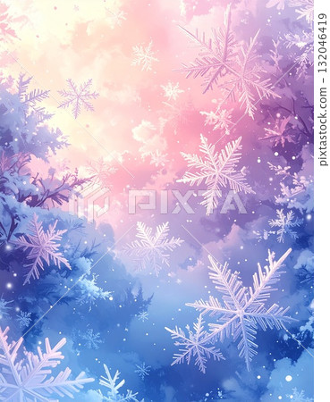 [AI 產生的圖像] 插畫風格：夢中的雪花 132046419