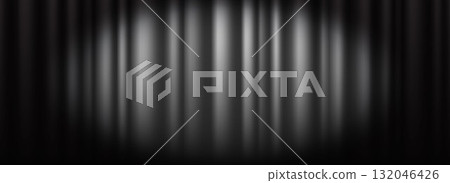 Black velvet curtain background. Closed curtains backdrop for theater stage or cinema, silent movie. Noir drapery wallpaper for award, show, performance. Old Hollywood room scene concept. Vector Black velvet curtain background. Closed curtains backdrop for theater stage or cinema, silent movie. Noir drapery wallpaper for award, show, performance. Old Hollywood room scene concept. Vector 132046426