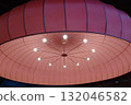 Elegant modern pink chandelier creating a stylish interior 132046582