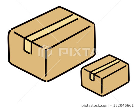 Illustration of two cardboard boxes of different sizes Illustration of two cardboard boxes of different sizes 132046661