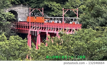 Kurobe Gorge trolley train and surrounding scenery 132046664
