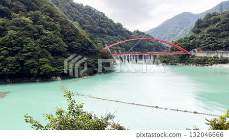 Kurobe Gorge trolley train and surrounding scenery Kurobe Gorge trolley train and surrounding scenery 132046666